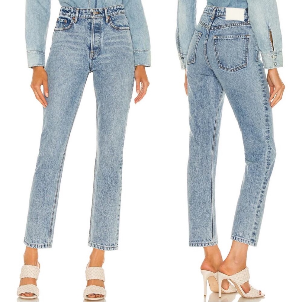 NWT GRLFRND High Rise Straight Crop Jeans